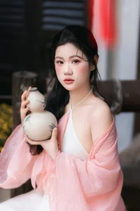 Ethereal Muse in Traditional Silk and Ancient Architecture-13