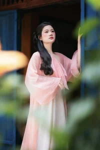 Ethereal Muse in Traditional Silk and Ancient Architecture-0