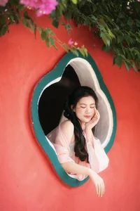 Ethereal Muse in Traditional Silk and Ancient Architecture-6