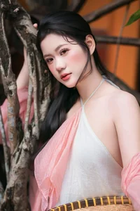 Ethereal Muse in Traditional Silk and Ancient Architecture-14