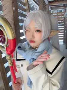 Coser Mim: Enchanting Frieren Cosplay (32P) in a Winter Wonderland-10