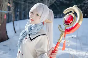 Coser Mim: Enchanting Frieren Cosplay (32P) in a Winter Wonderland-0