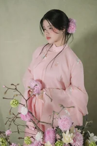 Muse in Pastel Pink A Timeless Portrait of Nostalgia-3