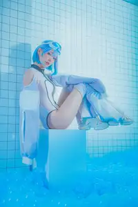 Captivating Cosplay: Coser Ely_eee ElyEE presents "Clear Blue Drift" – A mesmerizing blue fantasy-22