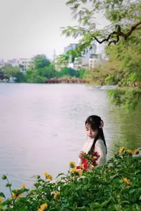Graceful Vietnamese Girl in White Ao Dai Shines with Traditional Beauty in Old Quarter-6