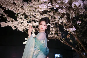 Ethereal Night Cherry Blossoms Photography: Art Language Vol.9125 Featuring Fei Fei in a Stunning Sakura Nightscape-6