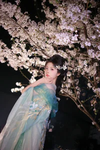 Ethereal Night Cherry Blossoms Photography: Art Language Vol.9125 Featuring Fei Fei in a Stunning Sakura Nightscape-11