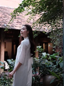 Karen Nguyen radiates timeless elegance in a pure white traditional Ao Dai-6