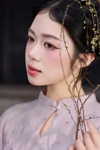 Elegant East Asian Beauty: Gentle Young Woman in Classical Traditional Attire-2