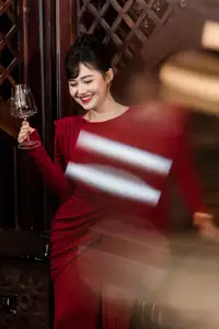 Captivating Asian Beauty: The Elegant Woman in Red with a Charming Smile and Confident Aura-6