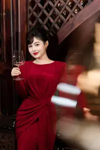 Captivating Asian Beauty: The Elegant Woman in Red with a Charming Smile and Confident Aura-8