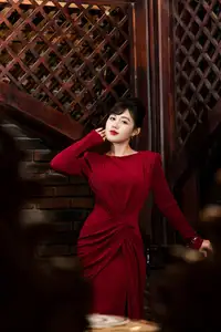 Captivating Asian Beauty: The Elegant Woman in Red with a Charming Smile and Confident Aura-4