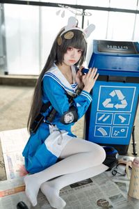 Coser Jiu Qi Miao as Kasasawa Miyu: Captivating Blue Archive Cosplay in Sailor Uniform & Bunny Ears. View 0044-3