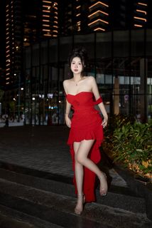 Captivating Fashion Portrait in Red Dress. HD Wallpaper Quality-0