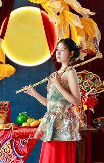 Vietnamese Mid-Autumn Charm: Girl in Traditional Attire with Vibrant Lantern | Festival Culture & Colors-10