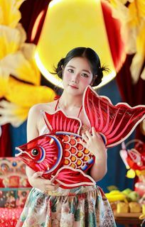 Vietnamese Mid-Autumn Charm: Girl in Traditional Attire with Vibrant Lantern | Festival Culture & Colors-7