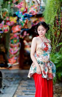 Vietnamese Mid-Autumn Charm: Girl in Traditional Attire with Vibrant Lantern | Festival Culture & Colors-3