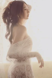 Elegant Li Ling Yu in a Stunning White Lace Fishtail Dress - YiTuYu Art Language Vol.9394 Fashion Photography Collection-12