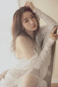 Elegant Li Ling Yu in a Stunning White Lace Fishtail Dress - YiTuYu Art Language Vol.9394 Fashion Photography Collection-14