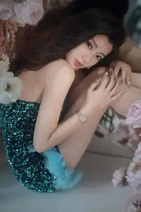 Dva Shines in Sparkling Emerald Dress: Captivating Fashion Portrait - YiTuYu Vol.8640-1