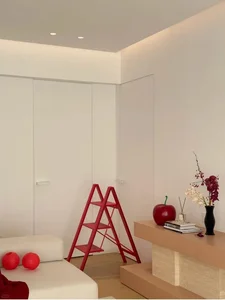 Modern Minimalist 135sqm Apartment Decor: Elegant Lunar New Year Styling with Traditional Red Accents and Open Space Design-4