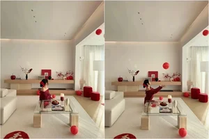 Modern Minimalist 135sqm Apartment Decor: Elegant Lunar New Year Styling with Traditional Red Accents and Open Space Design-8