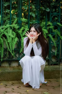 VGU No.87: Discover the captivating elegance of a Vietnamese girl in a pristine white Ao Dai.-4