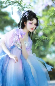 Ethereal Grace: Xian Luo in a Dreamy Wisteria Garden - Art Language Vol. 9065-10