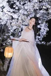 YiTuYu Vol.8782: Chu Yuan Yuan's Ethereal Beauty Amidst Cherry Blossoms Night-12