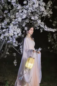 YiTuYu Vol.8782: Chu Yuan Yuan's Ethereal Beauty Amidst Cherry Blossoms Night-7