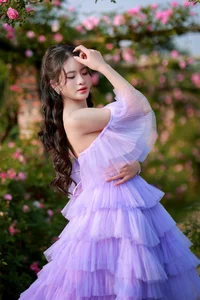 Dreamy Lavender Muse in Golden Flower Garden-5