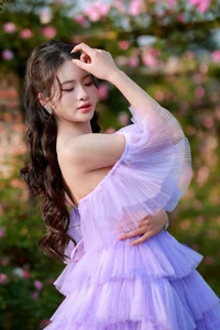 Dreamy Lavender Muse in Golden Flower Garden-0