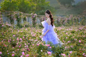 Dreamy Lavender Muse in Golden Flower Garden-9