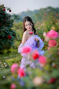 Dreamy Lavender Muse in Golden Flower Garden-2