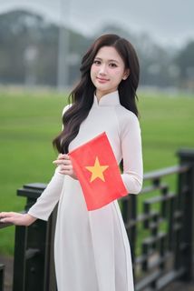 Elegant Vietnamese Woman in White Ao Dai, Conical Hat | Traditional Beauty-7