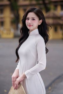 Elegant Vietnamese Woman in White Ao Dai, Conical Hat | Traditional Beauty-6
