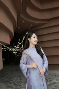 Elegant Blush Pink Vietnamese Ao Dai with Floral Embroidery – Modern Traditional Long Dress for Weddings, Cultural Events, and Timeless Heritage Style-0