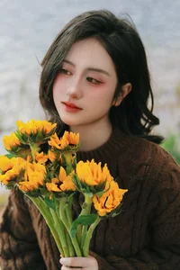 Autumn Muse: Cozy Knits and Radiant Sunflowers-1