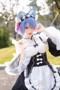 Stunning Rem Cat Maid Cosplay by Hana at Firefly Animation Carnival – Re:Zero Inspired Anime Photoshoot-35