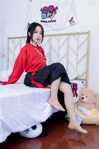 Chiness Model No.2330 Shasha in Elegant Red Black Hanfu Attire-11