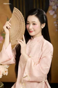 Radiant Grace in Soft Pink Silk Ao Dai: A Poetic Indochine Muse-8