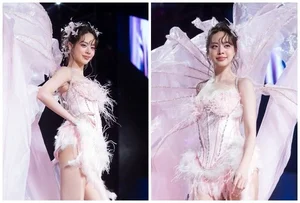 Miss International Thanh Thuy Stuns as an Ethereal Angel at Hoa Minzy’s Concert: Elegant White Outfit and Dreamy Stage Visuals-7