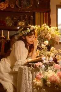 Qiu Qiu in YiTuYu Vol.8546: Dreamy Vintage Serenity Amidst Golden Hour Blooms-0