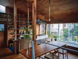 Modern Japanese Architecture: Kazari Garden House in Tokyo Featuring a Unique Curved Terrace and Light-Filled Minimalist Split-Level Interiors-7