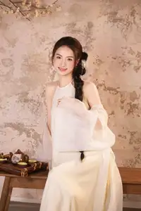 Elegant Asian Beauty in Traditional Inspired Dress Discover Timeless Grace and Serene Charm-0