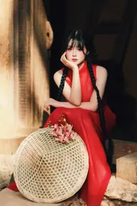 Captivating Vietnamese Beauty: Graceful Girl in Traditional Red Ao Dai-0