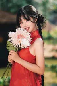 Captivating Vietnamese Beauty: Graceful Girl in Traditional Red Ao Dai-3