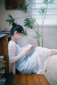 Nan Yi in Art Language Vol.9289: Elegant Light Blue and White Summer Fashion Portrait Collection-21