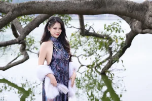 Modern Red Ao Dai: Elegant Vietnamese Traditional Dress with Floral Embroidery for Lunar New Year and Cultural Celebrations-6