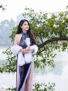 Modern Red Ao Dai: Elegant Vietnamese Traditional Dress with Floral Embroidery for Lunar New Year and Cultural Celebrations-8